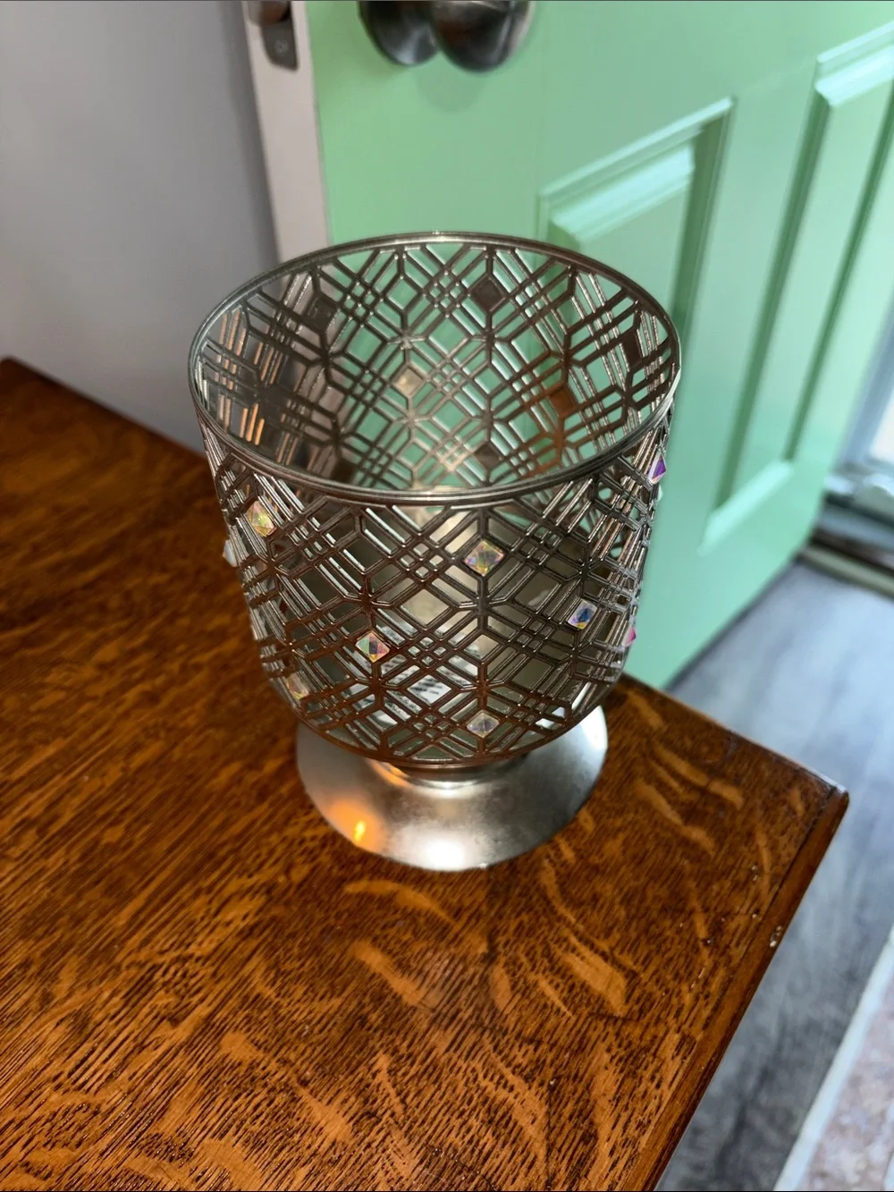Bath & Body Works Silver Diamond Candle Holder